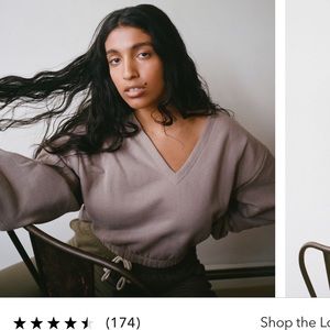 UO Out From Under Vivian V-neck Sweatshirt Top